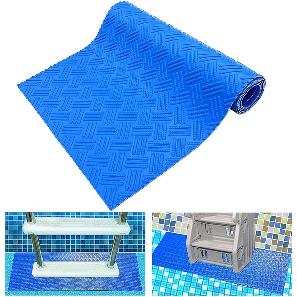 Bekeify Swimming Pool Ladder Mat 23×90 cm Swimming Pool Stair Safety Pad with Non-Slip Texture Anti-skidding Step Pad for Above Ground and Inground Pool Swimming Pool Ladder Pad Protective