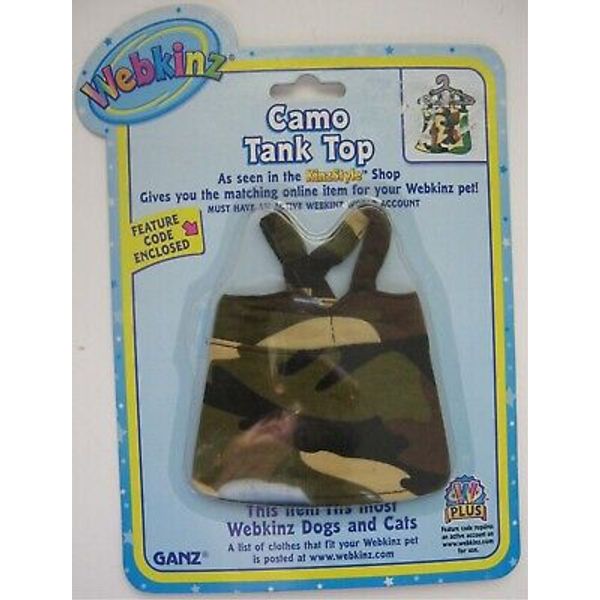 Webkinz Camo Tank Top GANZ Kinzstyle Fits Most Dogs and Cats