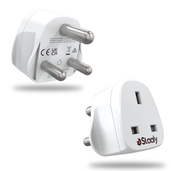 staaly(2 PACK) UK To South Africa Plug Adapter, 3 pin South Africa Power Adapter, Travel Adapter for Sri Lanka, South Africa, Namibia, Swaziland, Lesotho, Bhutan, Botswana and more (Type M)