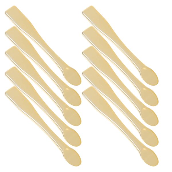 Frcolor Spatula Cosmetic Spoons Cosmetic Portable Travel Supplies Cream Spatula Stick Plastic Skin Care Tool DIY Face Pack of 10, golden, 6x1x0.3cm