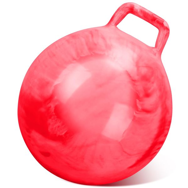 Gemscream Hopper Ball Bouncing Jumping Hopping Ball Bouncy Ball with Handle Exercise Bounce Toys for Outdoors Sports School Games Exercise Boys Girls Gifts(Marbled Red, 18 Inch)