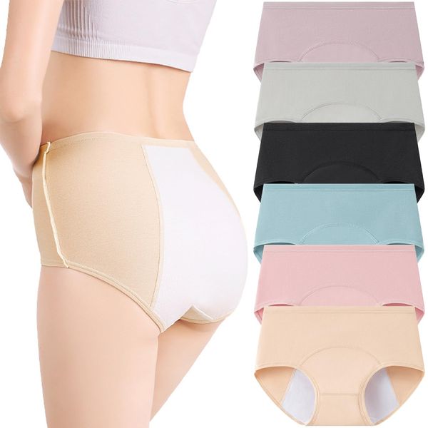 Hornice 6er-Pack Periodenunterschwäsche DREI Schichten Auslaufsicher Unterwäsche aus Baumwolle Inkontinenz Slip Damen Blasenkontrolle nach der Geburt Hoher Verkehrsschutz,Mehrfarbig,3XL