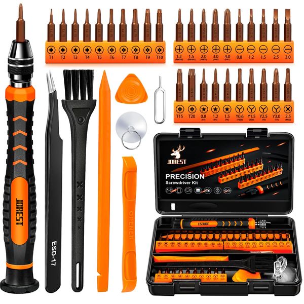 JOREST 38 Piece Precision Screwdriver Set, DIY Tool, Triangle/Y Screwdriver Y000/Y00/Y1, Torx T1, T1, T2, T3, T4, T5, T6, T7, T8, T9, T10, T15, T20, Star Shape P2/P5/P6, etc. Solution, Switch Repair