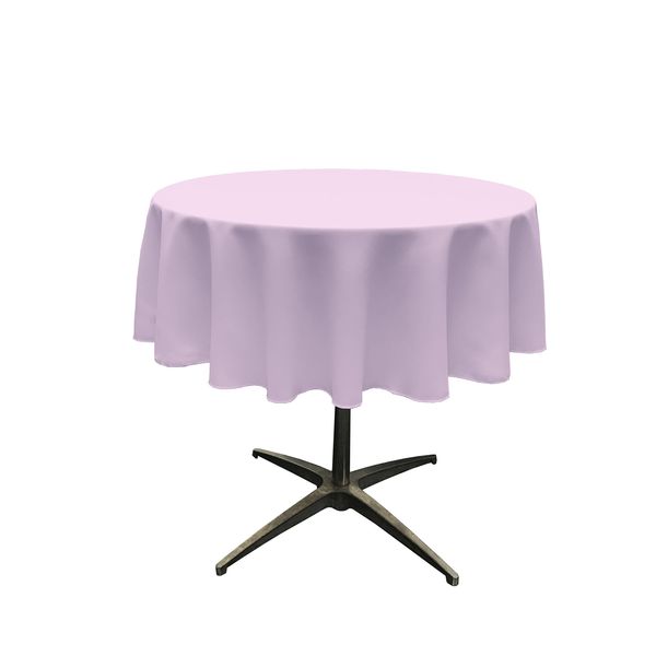 LA Linen Polyester Poplin Washable Round Tablecloth, Stain and Wrinkle Resistant Table Cover 58", Fabric Table Cloth for Dinning, Kitchen, Party, Holiday 58-Inch, Lilac, (TCpop58R_LilacP45)