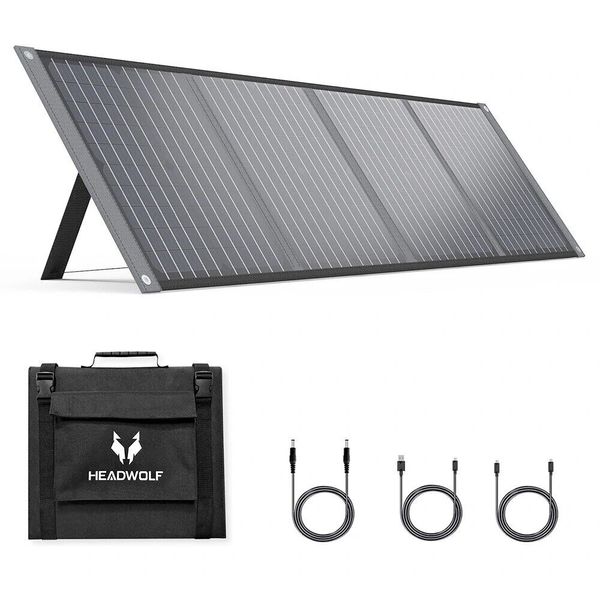 HEADWOLF S100 100W 18V Portable Solar Panel Kit for Camping/RV/Car Battery/Home