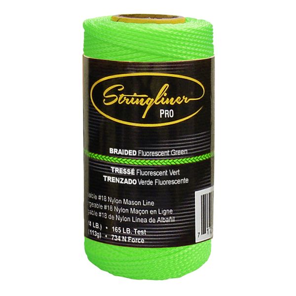 Stringliner 35168 Mason’s Line Replacement Rolls – 1/4 Lb. #18 Construction Replacement Roll Braided FL Green 250'. (4 Pack)
