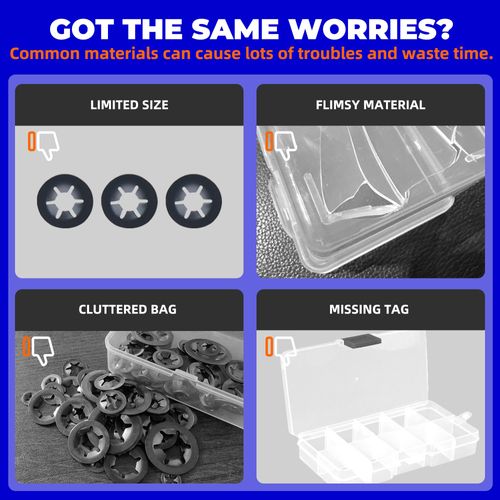 NexSync 350PCS 65Mn Steel Internal Tooth Star Lock Washers Kit - M2.5/M3/M4/M5/M6/M8/M10 Black Oxide Quick Speed Clips, Rust-Resistant Fasteners for Automotive & Machinery Repair