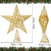 Gold Christmas Tree Topper Star,AOBETAK Glitter Xmas Trees Top Decoration,Metal Wire Stars For Topper Of Christmas Tree Home Decoration 20cm/7.8in