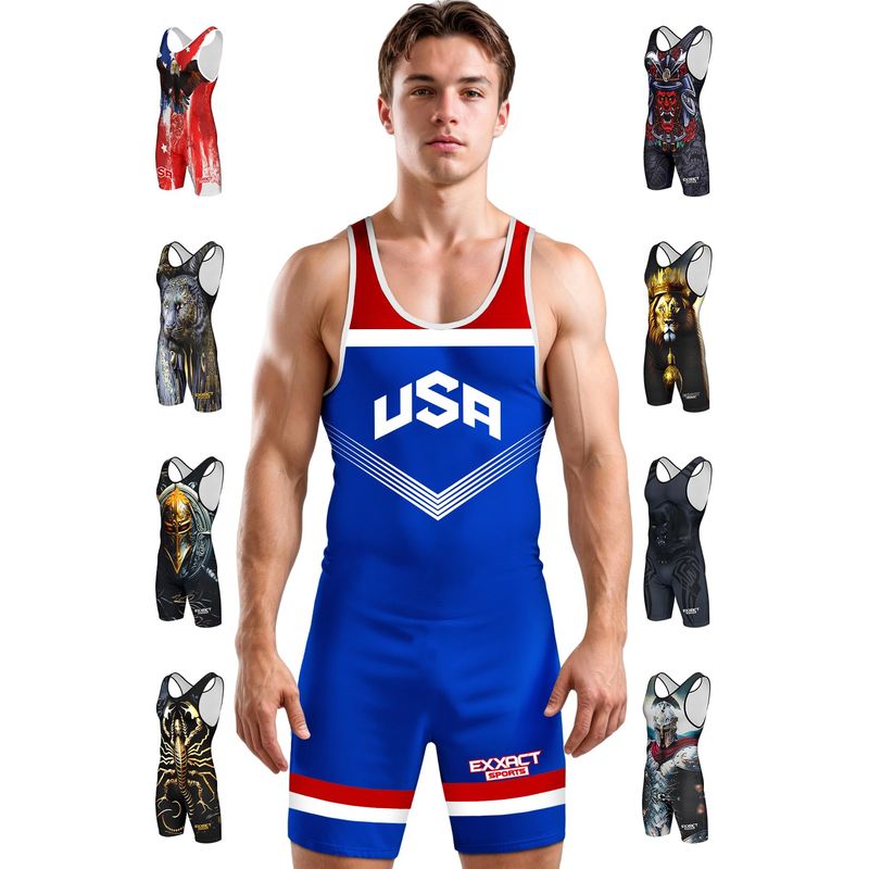 Exxact Sports Sublimated Men's Wrestling Singlet, High-Performance ...