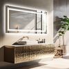 WISFOR Wall Hanging Led Backlit Bathroom Mirror Anti-fog Function Touch Sensor