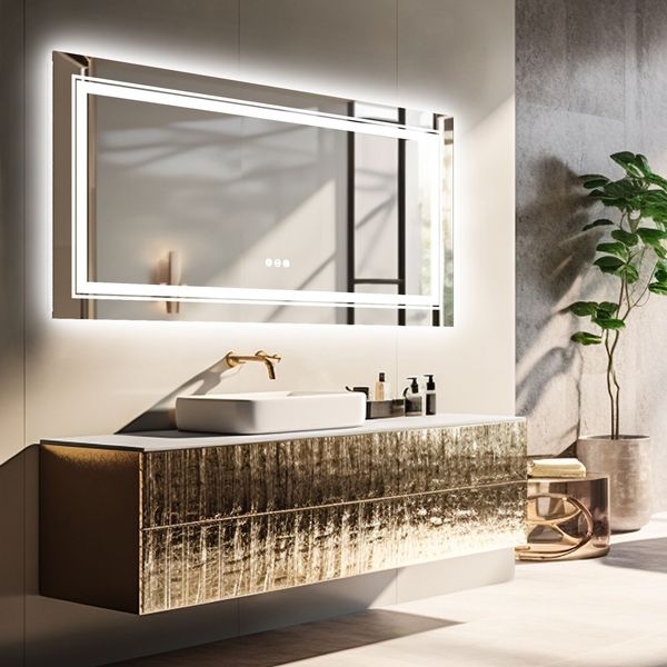 WISFOR Wall Hanging Led Backlit Bathroom Mirror Anti-fog Function Touch Sensor