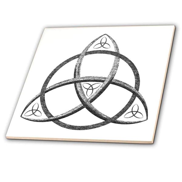 4 Inch Ceramic Tile - A black and white triquetra Celtic trinity knot symbol. Creative Studios – Celtic Knot