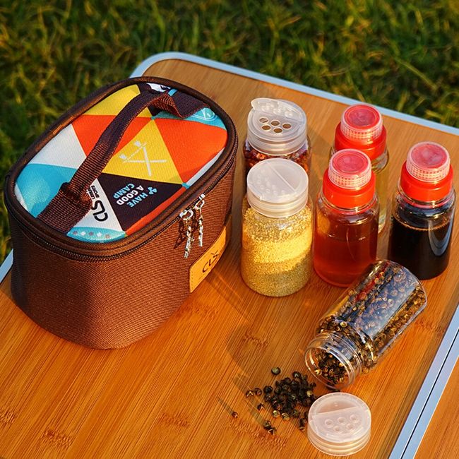 Oil Seasoning Containers Bottle Storage Bag Large Capacity Spice Box  Container Condiment Jars Organizer for Picnic Camping BBQ