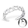 The Goldmine - 925 Sterling Silver Hearts Design Toe Ring/Midi Ring. - Adjustable Size (D upwards)