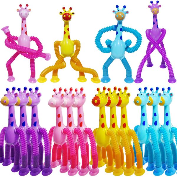 16Pcs Telescopic Suction Cup Giraffe Toys, Suction Pop Tubes Giraffe Sensory Toys, Pop Fidget Toys for Toddler Travel, Easter Basket Stuffers Party Favor Birthday for Kids Boys Girls