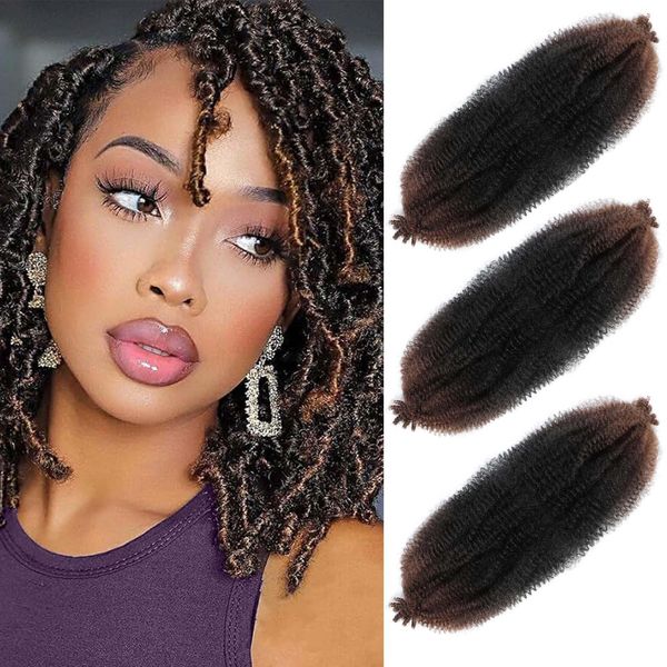 Afro Twist Hair 24 Inch 3 Packs, Springy Afro Twist Hair Pre Fluffed Spring Twist Hair Pre Stretched Wrapping Hair for Soft Locs Hair Extensions (24 Inch (Pack of 3), 1B/30#)