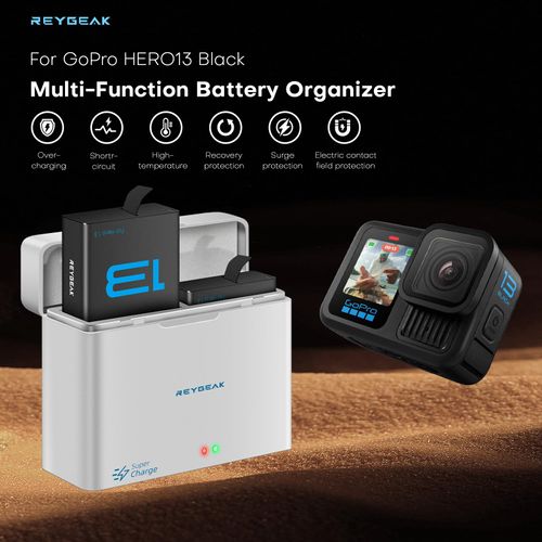 REYGEAK for GoPro Hero 13 Battery Charger,2 Pack Enduro Rechargeable Batteries with 2 Charging Ports,3.89V 2100mAh Portable Battery Fully Compatible with GoPro 13 Battery Accessories