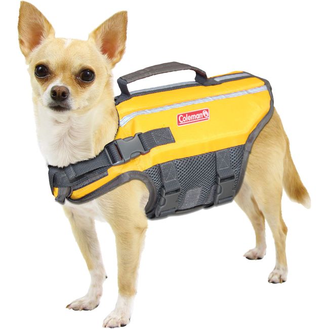 Coleman High Visibility Lifejacket for Small to Large Dogs, Yellow, Size X-Small / 4" x 9" x 3"'