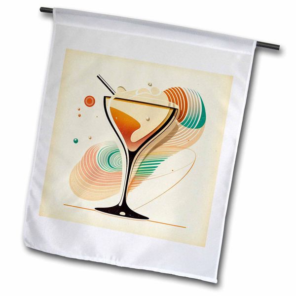 3dRose Mid-century modern lines frame this martini artwork - Flags (fl-383946-1)
