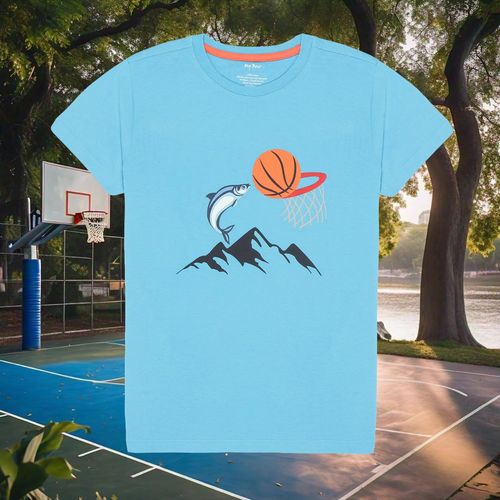 My Bow Sports T Shirt, Cotton, Soccer Ball and Basketball Print, Blue & Orange Color, Short Sleeve, 2Pack Combo (Ages 4-14 Years, Boys Girls) (4-5 Years)