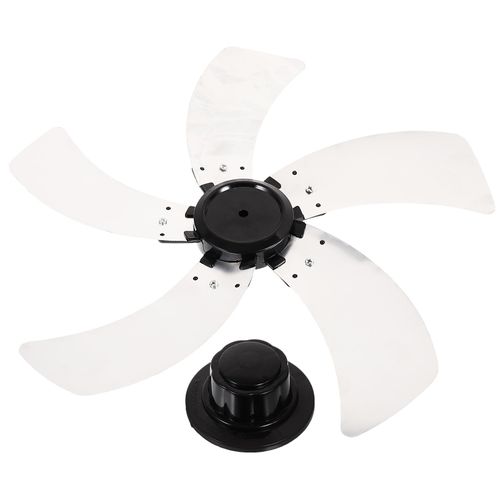 Ciieeo 18 Inch Plastic Fan Blade 5 Leaves, Electric Fan Leaves Universal Fan Blade Replacement with Nut Cover for Standing Pedestal Fan Table Fanner Accessories, 43.00X43.00X3.50CM, White