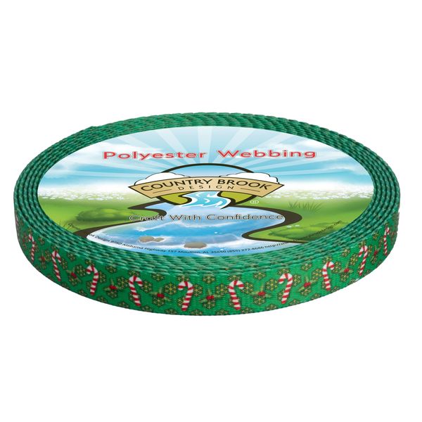 Country Brook Design - Candy Cane Christmas Polyester Webbing (1/2 Inch, 20 Pack)