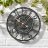 Generic Green Industrial Cogs Round Indoor/Outdoor Skeleton Verdigris Garden Wall Clock