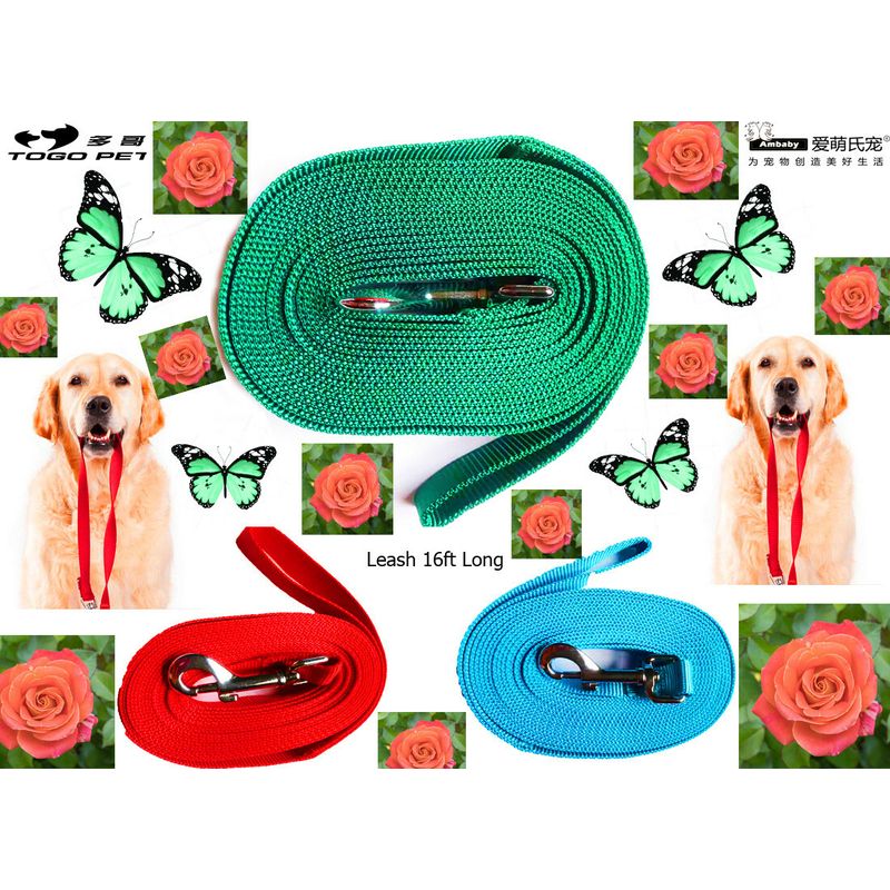 Ambaby 16FT Long Strong Dog Leashes Rope Safe Reflective Nylon Lead ...