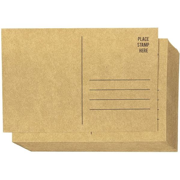 Set of 50 Brown Kraft Paper Blank Cardstock Postcards Pack - Self Mailer Mailing Side Postcards Bulk 50 Pack Postage Saver - 4 x 6 Inches