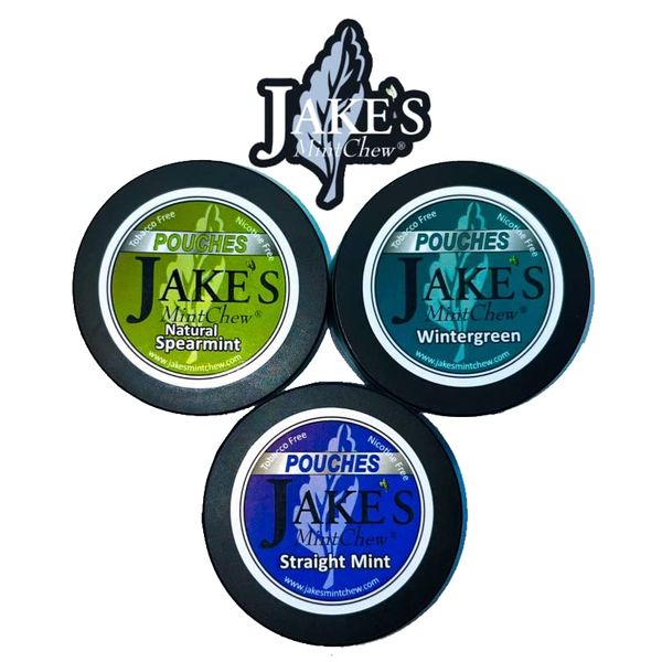 Jake's Mint Chew 3 tin variety pack "POUCHES"