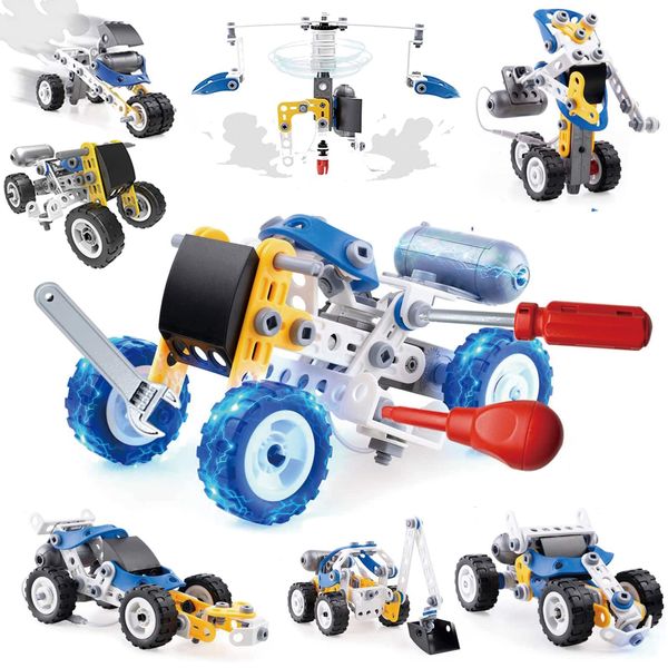 AMYCOOL Building Toy, 10-in-1 Car Set, Drill Toy, Carpenter, Robot, Helicopter, Popular, DIY, Boys, Girls, Elementary School Students, 3D Puzzle, Transforming Car, Tool Set, Rankings, Birthday, Gift,