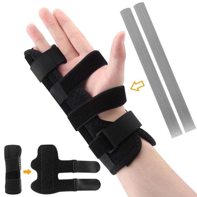 Hahhhha Fingers Splint Trigger Finger Adjustable Brace, Full Trigger Finger Splint Hand, Middle, Ring and Wrist Brace Support, Finger Splint Set Support Knuckle Protector for Broken Fingers Arthritis