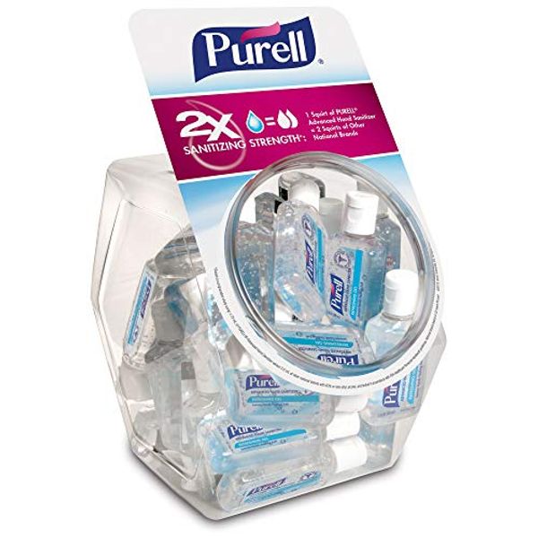 Purell Advanced Hand Sanitizer Refreshing Gel, Clean Scent, 1 Fl Oz Travel Size Flip-Cap Bottle with Display Bowl (Pack of 36) – 3901-36-BWL