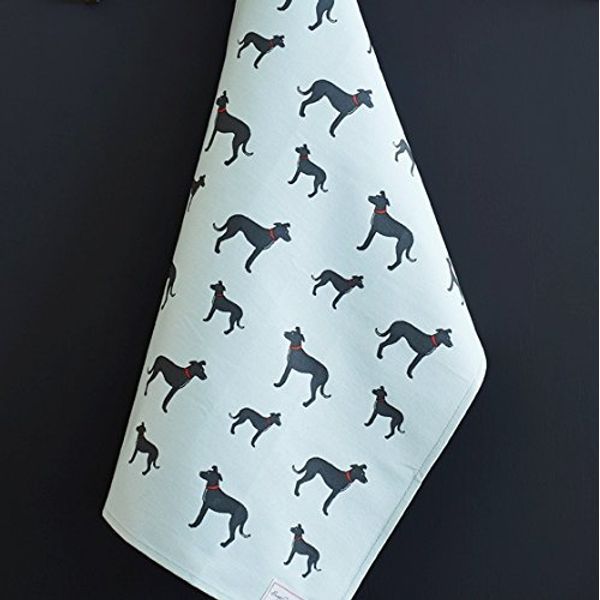 Sweet William Lurcher tea towel