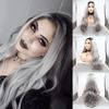 Ombre Gray 2 Tones Synthetic Lace Front Wig Dark Roots Long Loose Wave Silver Grey Replacement Hair Wigs For Women Heat Resistant Fiber Hair Half Hand Tied (24 Inch, loosewave/lace front wig)
