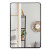 Black Metal Framed Rectangular Wall Mirror 24"x36" Bathroom Mirror w/Peaked Trim
