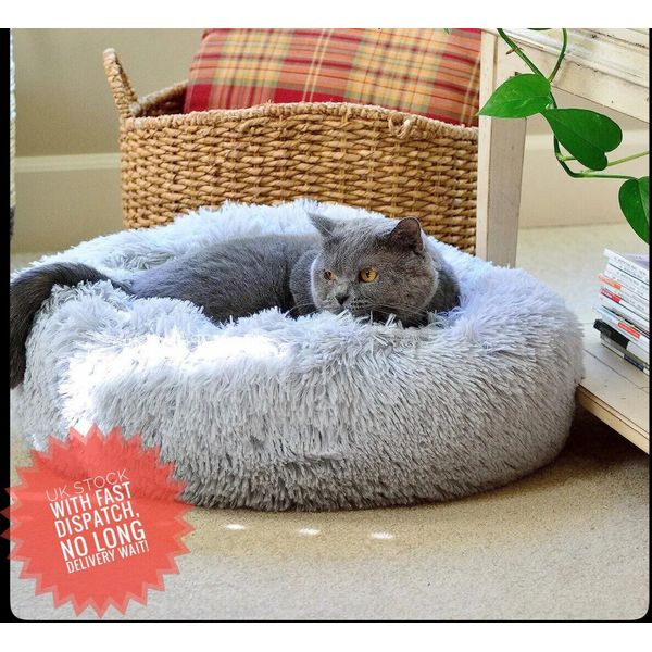 Youngever Round Pet Bed, Calming Dog and Cat Bed, Donut Bed for Dog, Puppy, Cat,