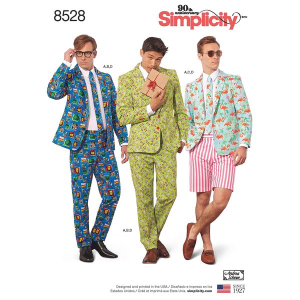 Simplicity 8528 Men's Suit Costume Sewing Pattern, Sizes 44-52