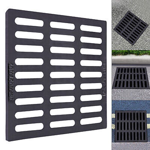 Outdoor Drain Cover, 19.7x19.7" Cast Iron Drain Sewer Grate for Catch Basin USA