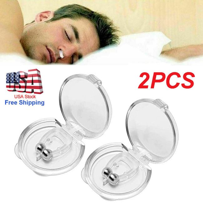 2 Pcs Snore Stop Snoring Nose Clip Sleep Sleeping Aid Clipple Silicone Magnetic