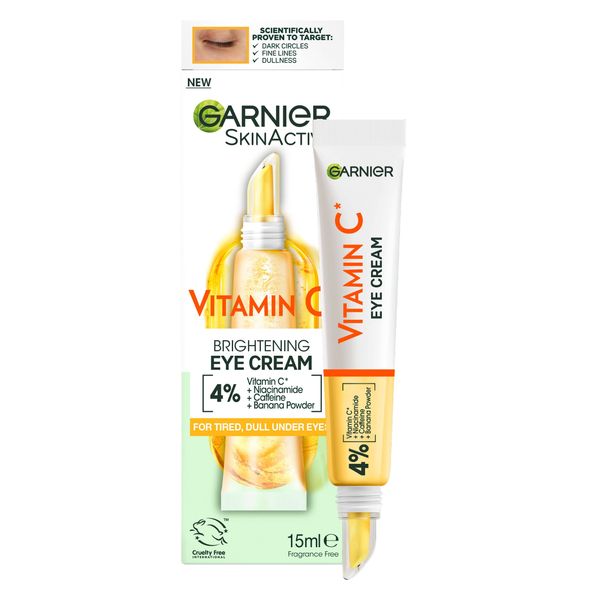 Garnier Eye Cream, With 4% Vitamin C, Brightening Eye Treatment For Dark Circles, Prevents Under Eye Bags And Puffiness, Vitamin C*, 15ml