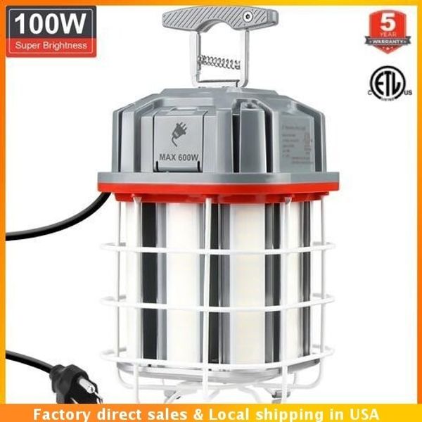 100W Linkable LED Temporary Jobsite Work Light Construction Lamp 5000K Daylight