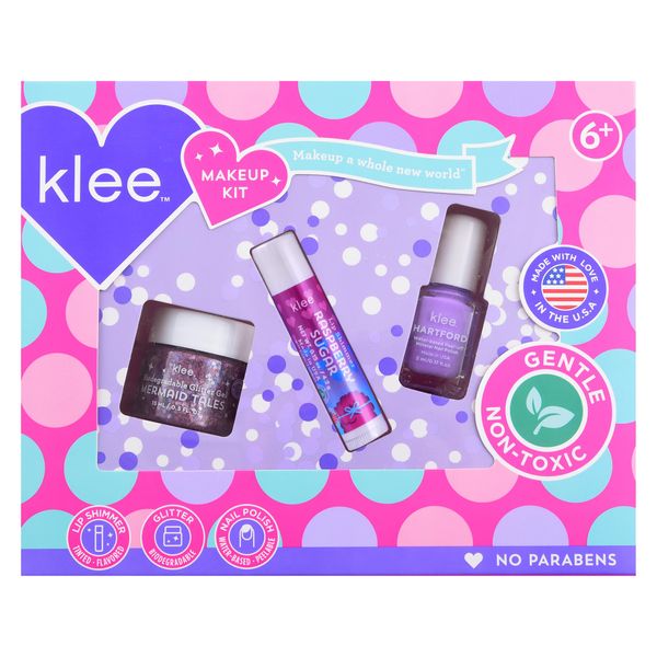 Luna Star Klee Makeup Kit with Nail Polish, Glitter Gel and Lip Shimmer. Kid-Friendly and Non-Toxic. Made in USA. (Purple Candy Sprinkles)