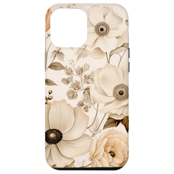 iPhone 14 Plus Boho Cream Aesthetic Neutral Floral Wild Flower Pattern Case
