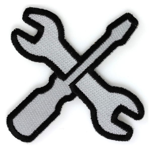 Embroidered Wrench Screwdriver Iron on Patch