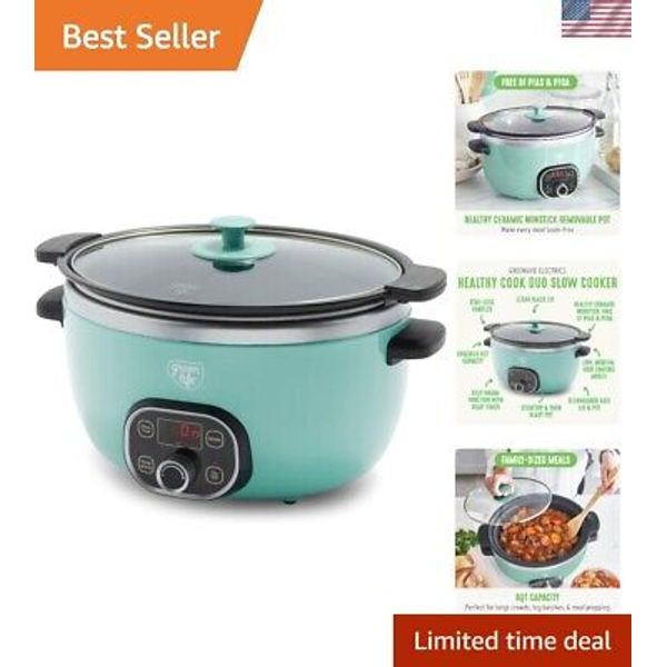 Health-Conscious 6QT Slow Cooker - PFAS-Free with Digital Timer & Glass Lid