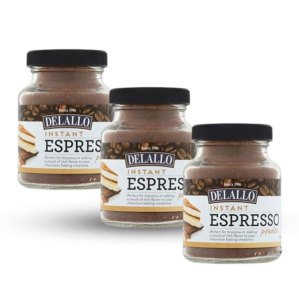 DeLallo Instant Espresso Powder, 1.94 Oz. Jar, Baking, Coffee Drinks (3-Pack)