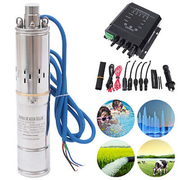 3'' DC 36V 400W Solar Submersible Water Pump,Deep Well Pump w/ MPPT Controller