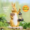 Welcome BUNNY with Solar LED Lantern GREETER Statue Easter Figurine Spring Decor