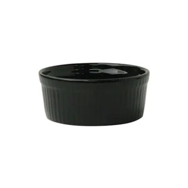 International Tableware, Inc RAMF-8-B Cancun Black 6 oz Ceramic Fluted Ramekin